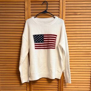 Women's White Sweater with American Flag Design
